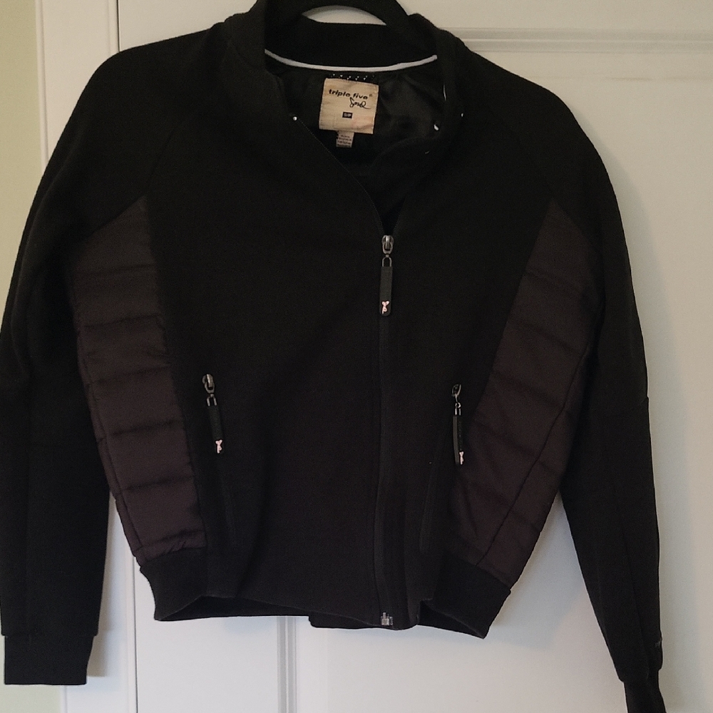 Triple Five Soul Black Women's Bomber Jacket with Quilted Panels